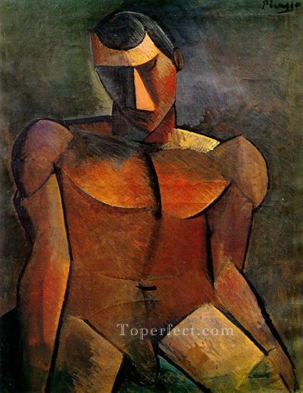 Homme nu assis 1908 Cubism Oil Paintings